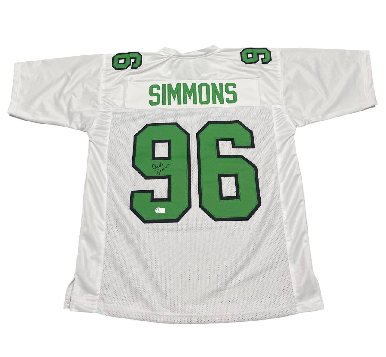 Clyde Simmons Signed Philadelphia Eagles Custom Jersey Beckett Witness BAS COA
