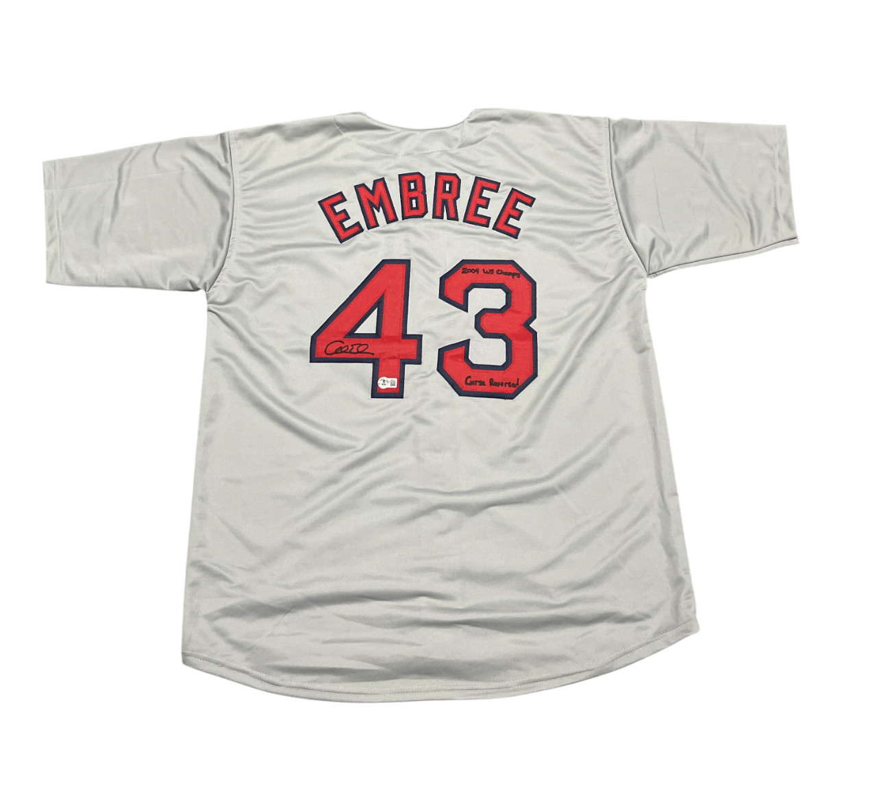 Alan Embree Signed Boston Red Sox Custom Jersey w/ WS + Curse Beckett BAS COA