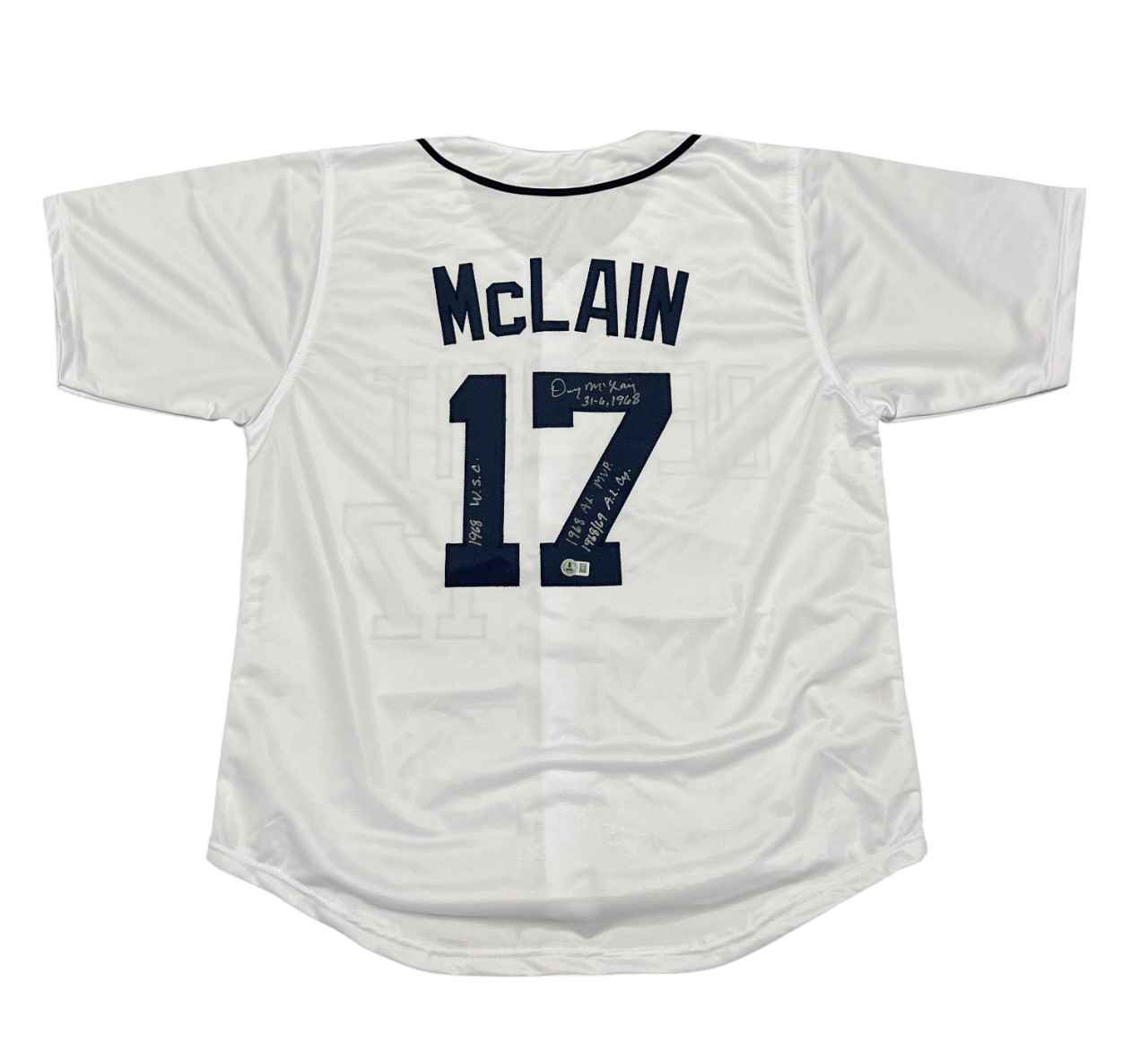 Denny McLain Signed Tigers Custom White Jersey w/ 4 Insc Beckett Wit BAS COA