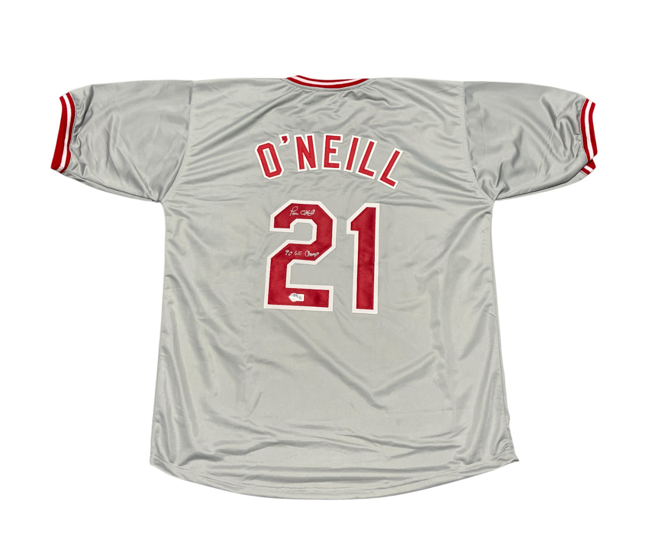Paul O'Neill Signed Reds Custom Jersey w/ 90 WS Champ Beckett Witness BAS COA