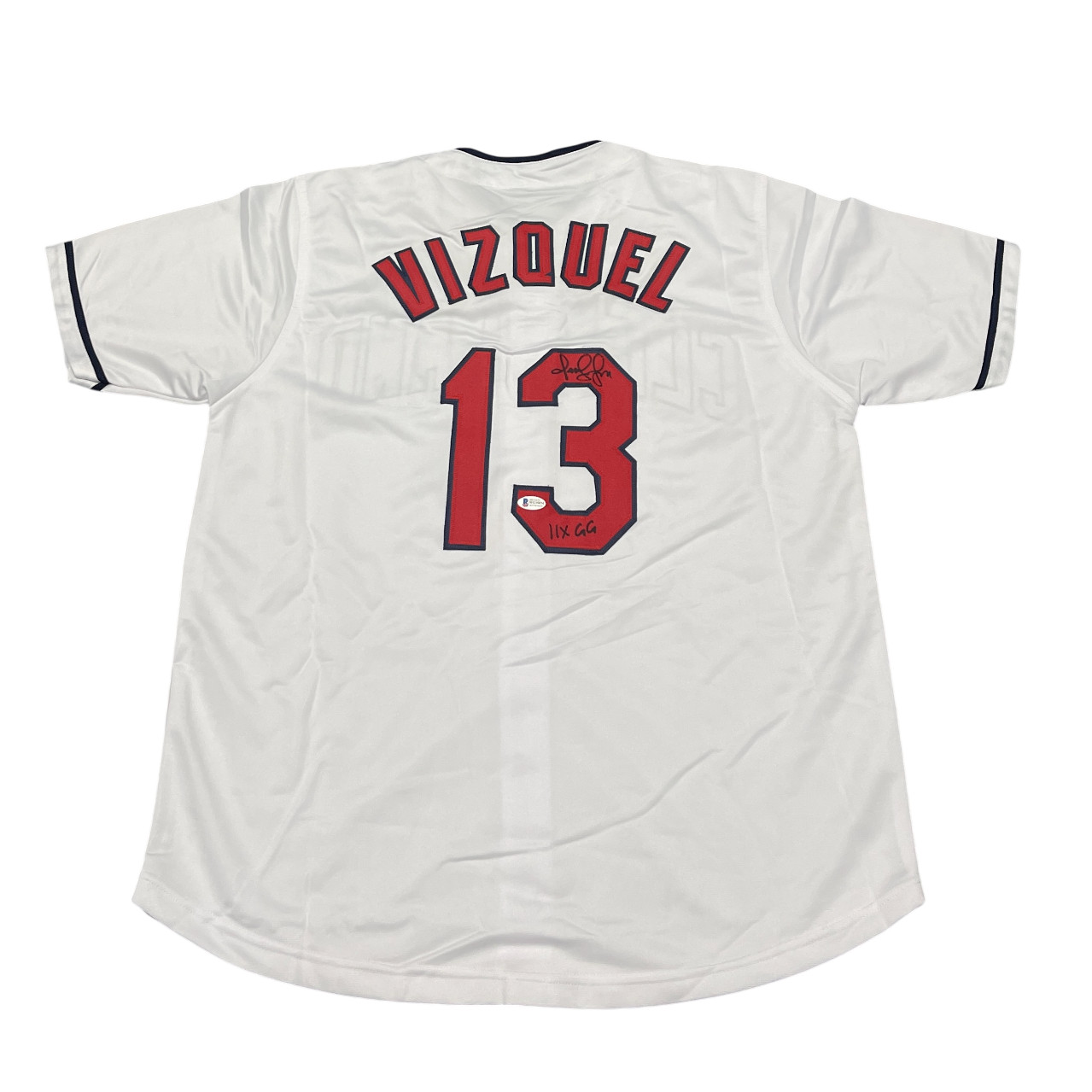 Omar Vizquel Signed Cleveland Custom White Jersey w/ 11x GG Beckett BAS COA