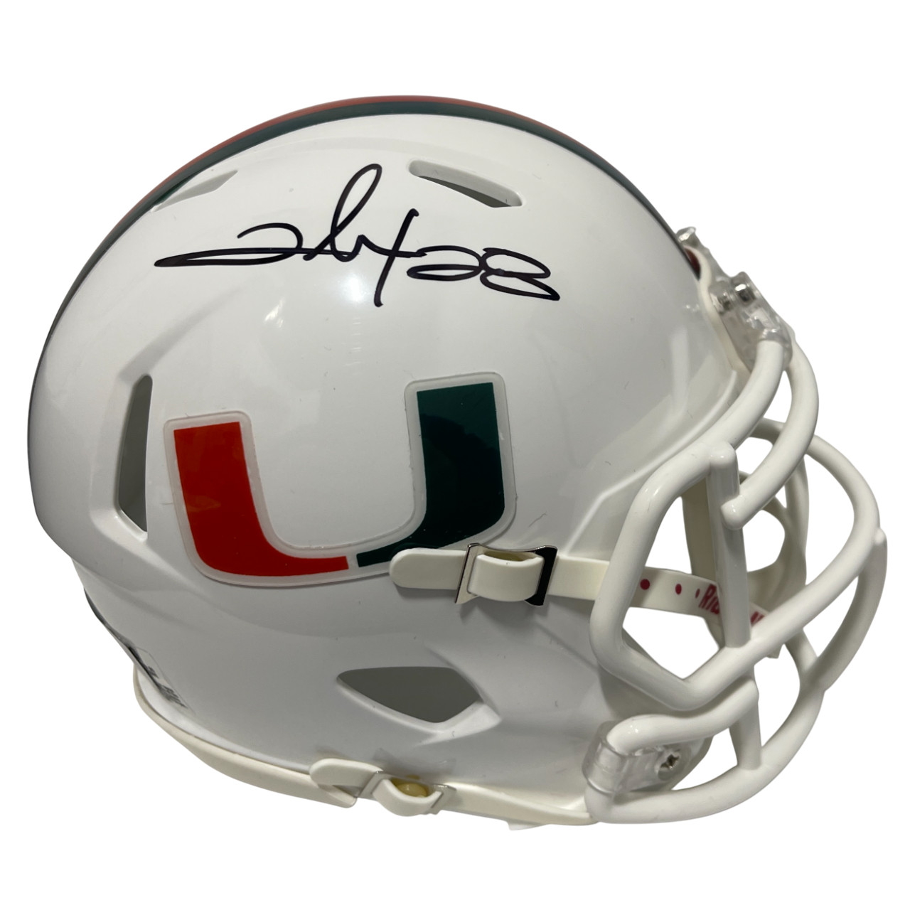 Clinton Portis Signed Auto Miami U Speed Mini Helmet Beckett Witness BAS COA