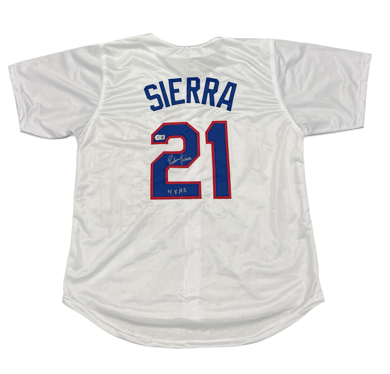 Ruben Sierra Signed Texas Rangers Custom Jersey w/ 4x AS Beckett Witness BAS COA
