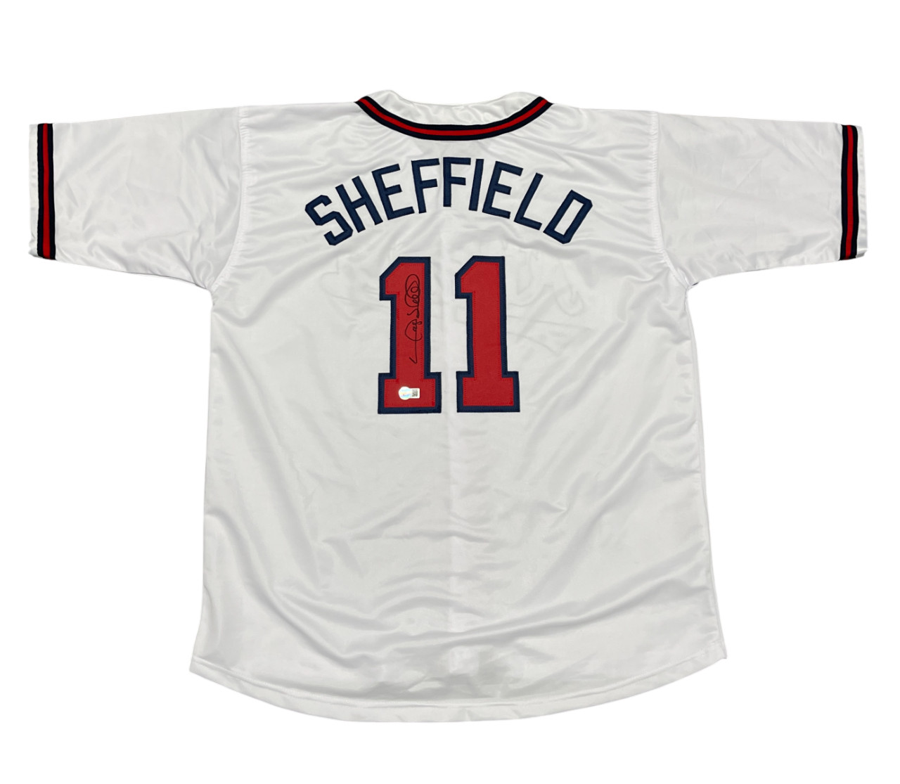 Gary Sheffield Signed Atlanta Braves Custom Jersey Beckett Witness BAS COA