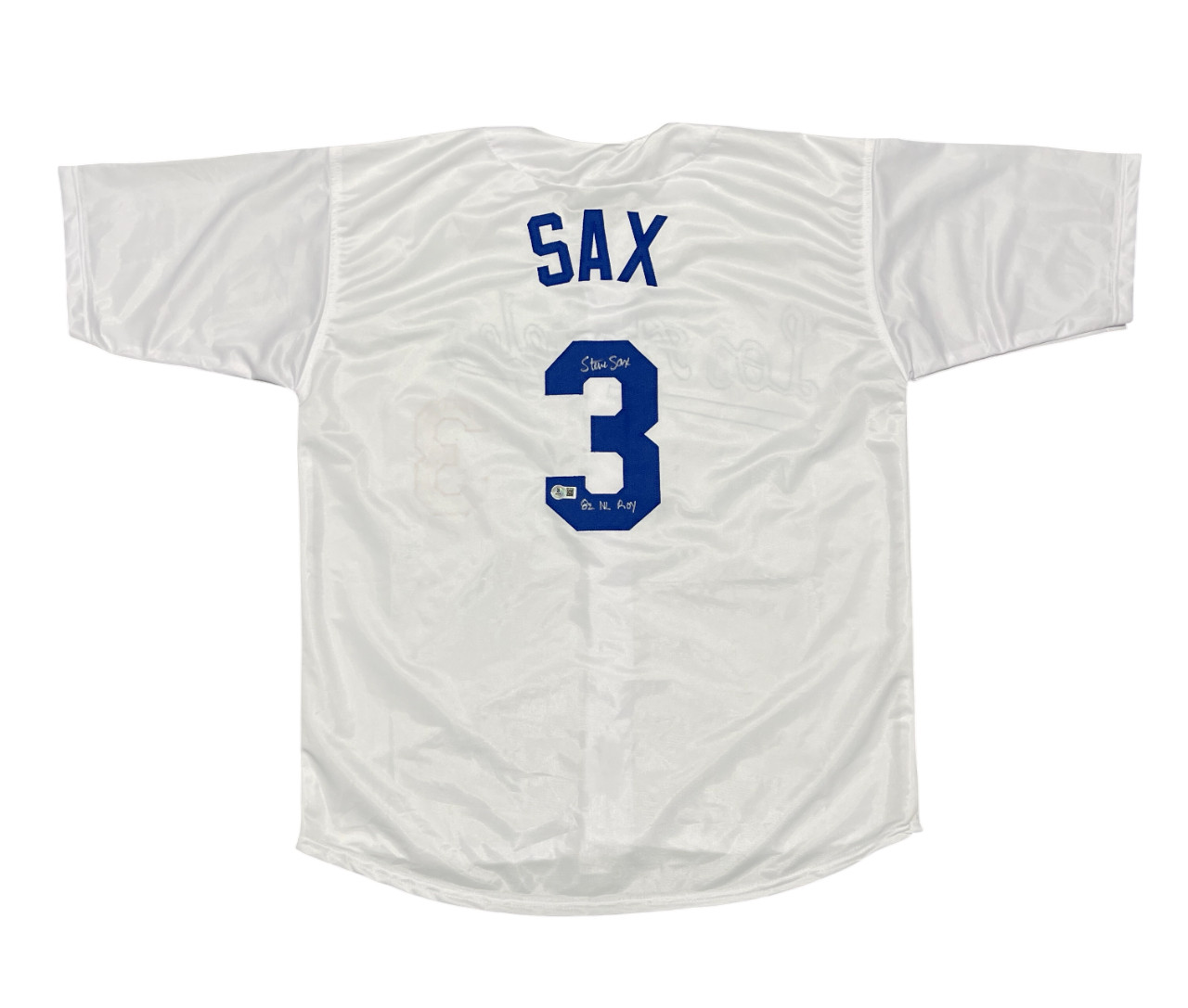 Steve Sax Signed Los Angeles Dodgers Custom Jersey w 82 NL ROY Beckett W BAS COA