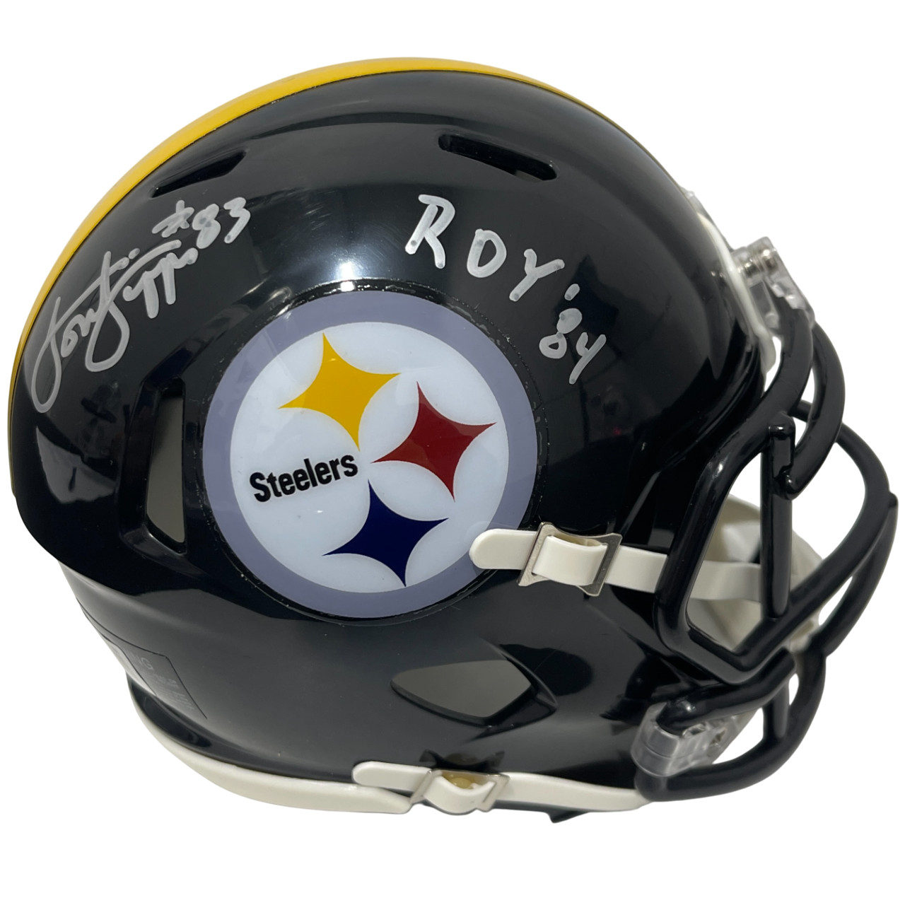 Louis Lipps Signed Steelers Speed Mini Helmet w/ ROY 84 Beckett Witness BAS COA