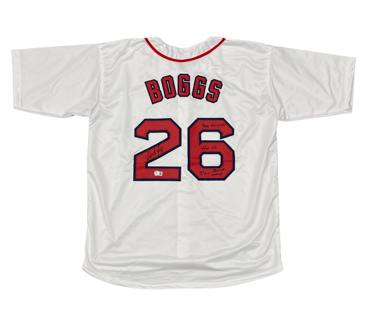 Wade Boggs Signed Boston Red Sox Custom Jersey w 3x Insc Beckett Witness BAS COA