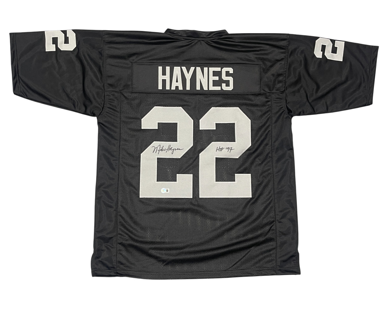 Mike Haynes Signed Raiders Custom Jersey w/ HOF 97 Beckett Witness BAS COA