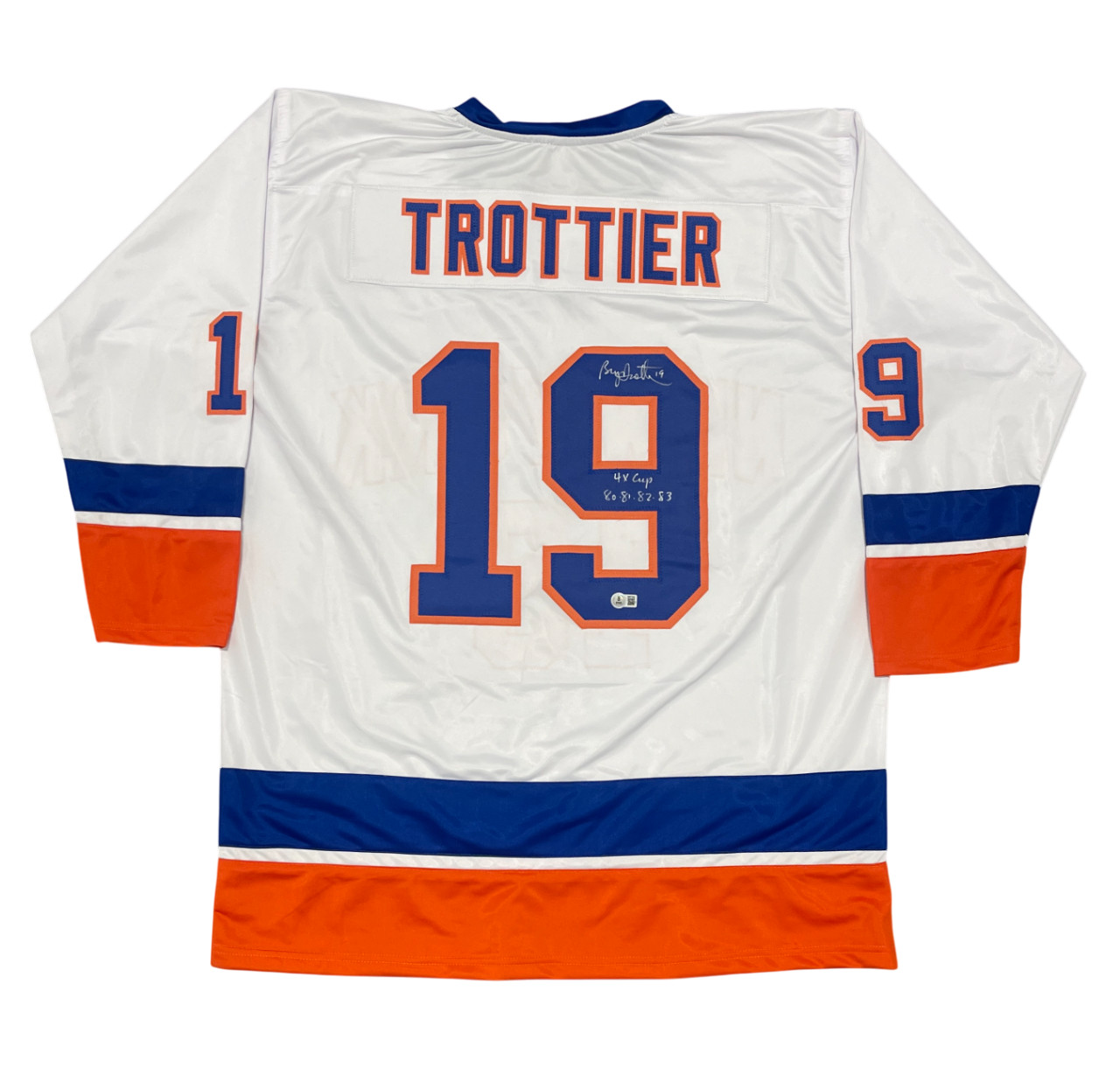 Bryan Trottier Signed NY Islanders Custom Jersey w/ 4x Cup Beckett W BAS COA