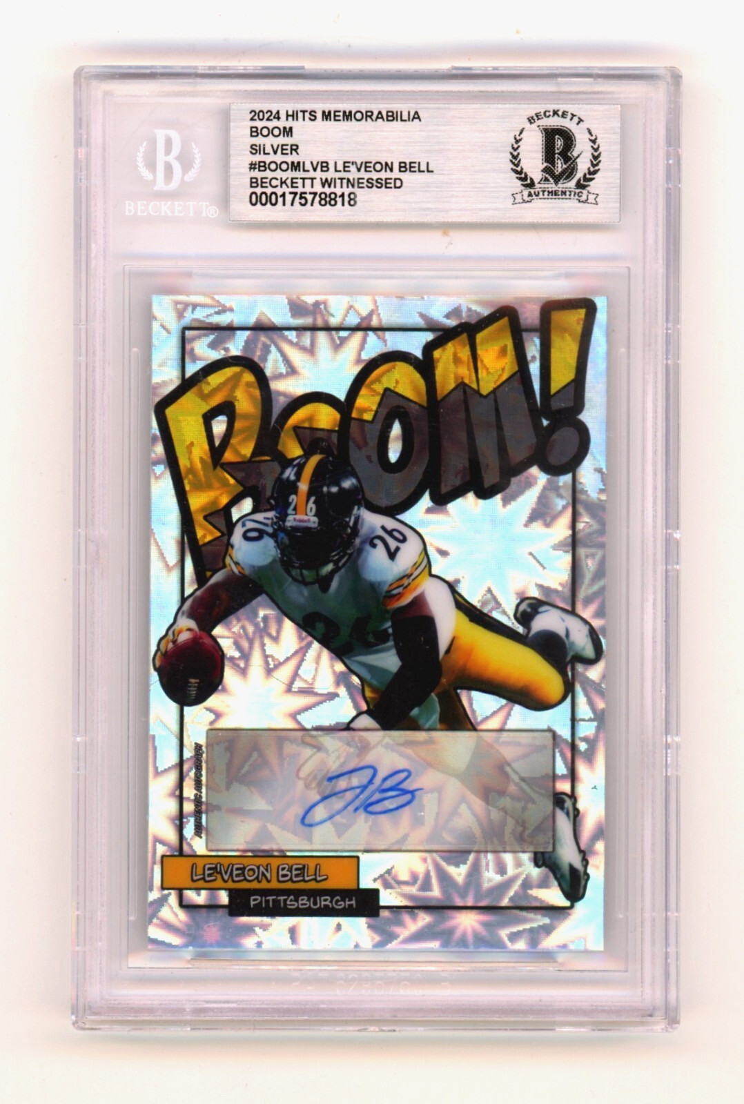 Le'Veon Bell 2024 Hits Memorabilia BOOM Silver Signed BGS BAS Auto Pittsburgh