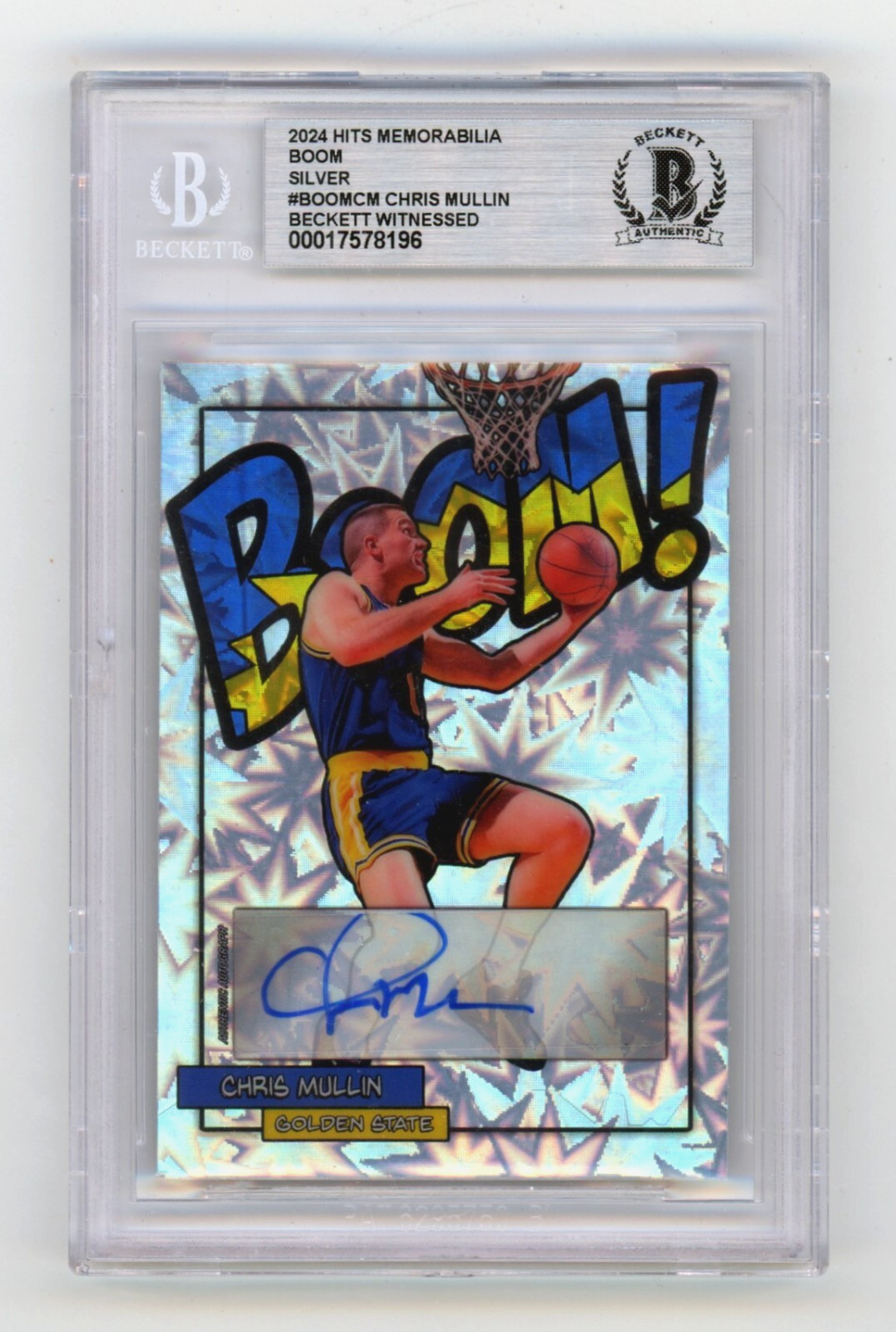 Chris Mullin 2024 Hits Memorabilia BOOM Silver Signed BGS BAS Auto Golden State