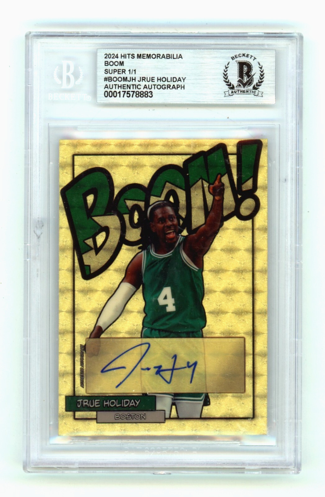 Jrue Holiday 2024 Hits Memorabilia BOOM Super 1/1 Signed BGS BAS Auto Boston