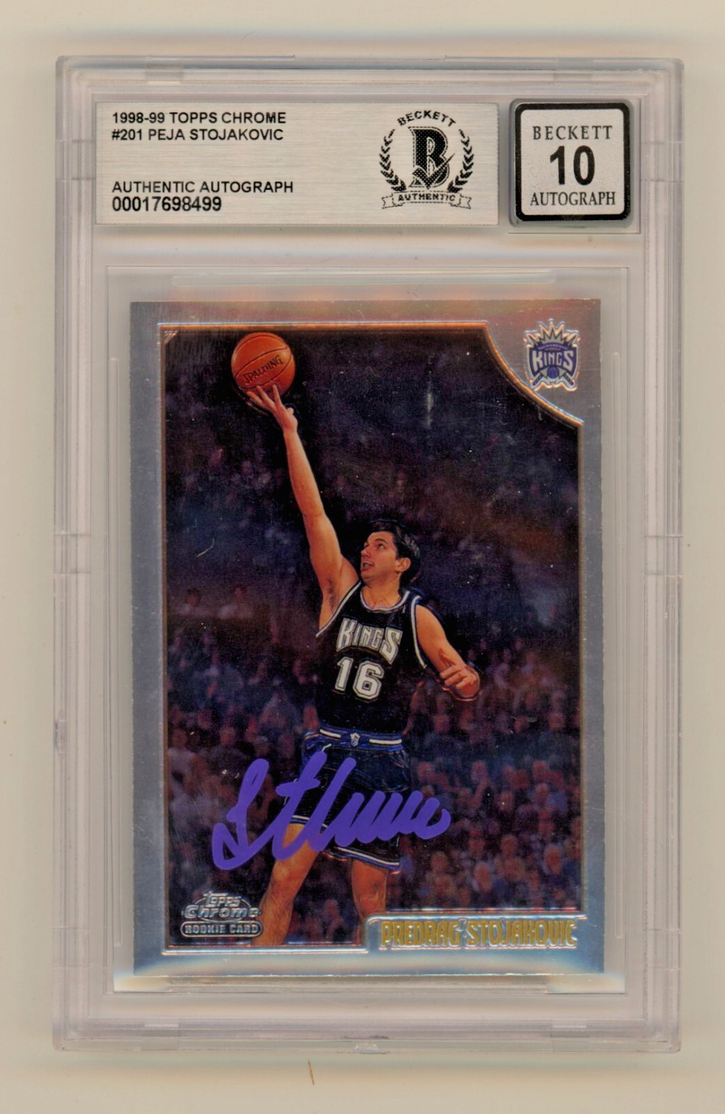 Peja Stojakovic 1998-99 Topps Chrome #201 Rookie RC Signed BGS 10 Auto Kings