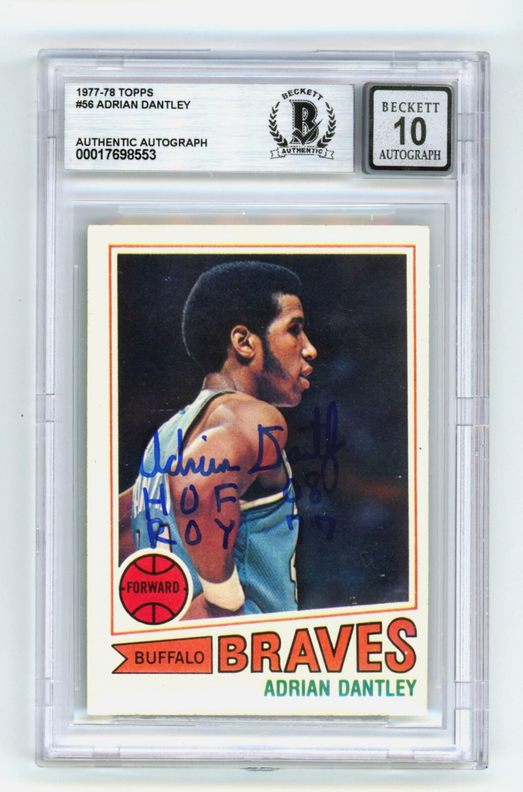 Adrian Dantley 1977-78 Topps #56 Rookie RC Signed w/ HOF ROY Beckett BGS 10 Auto