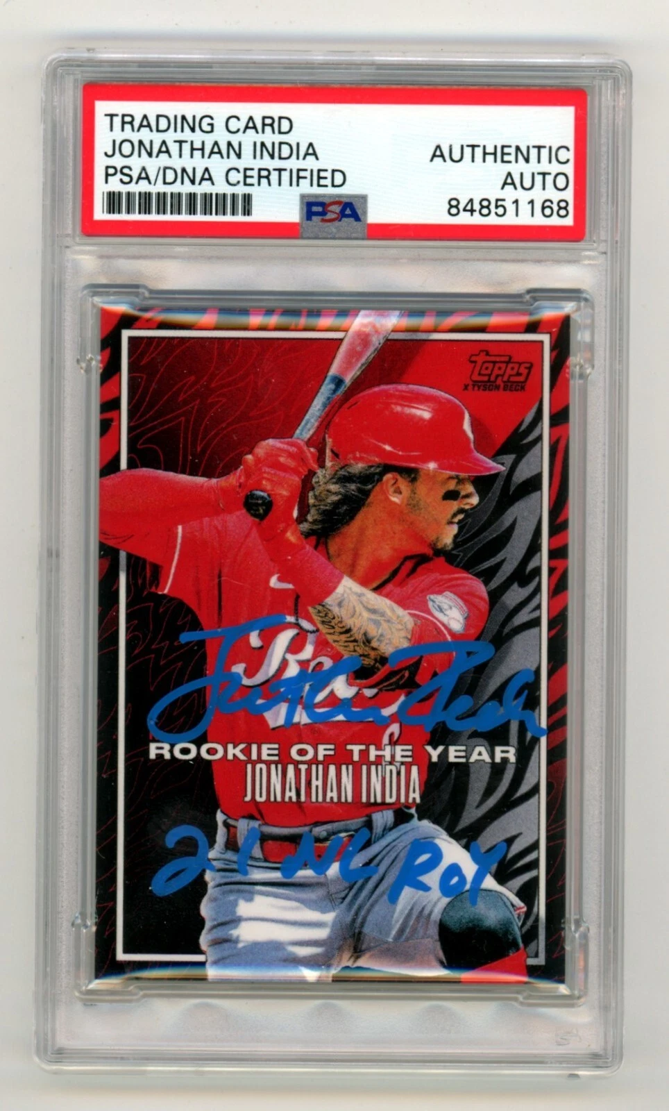 Jonathan India 2022 Topps Project 70 #922 21 NL ROY Signed PSA Authentic Auto