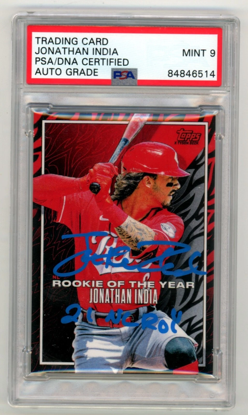 Jonathan India 2022 Topps Project 70 #922 w/ 21 NL ROY Signed PSA 9 Auto Royals