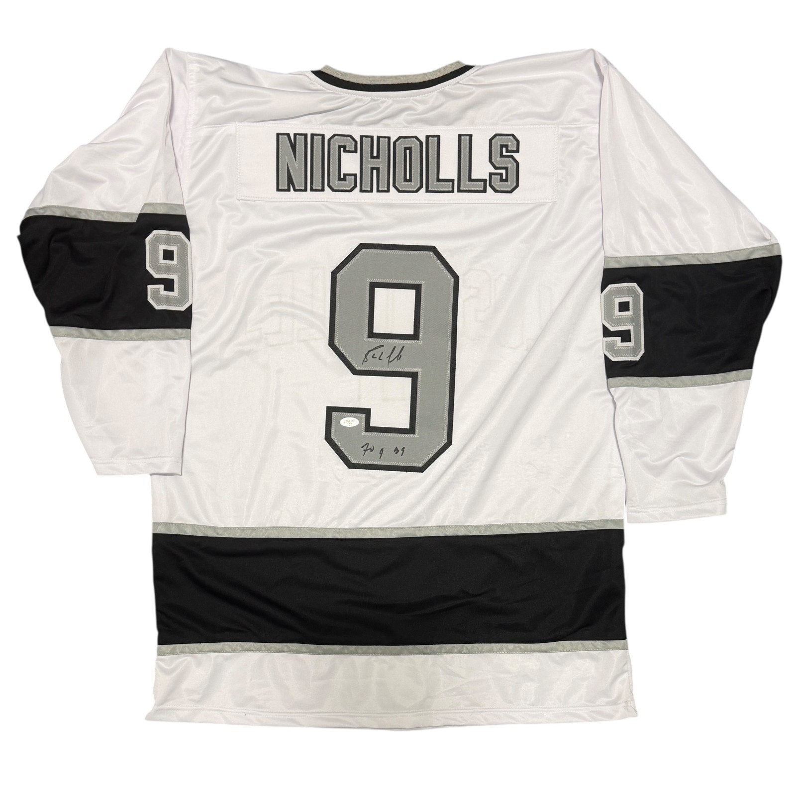 Bernie Nicholls Signed LA Kings White Custom Jersey w/ 70 Goals 89 JSA Wit. COA