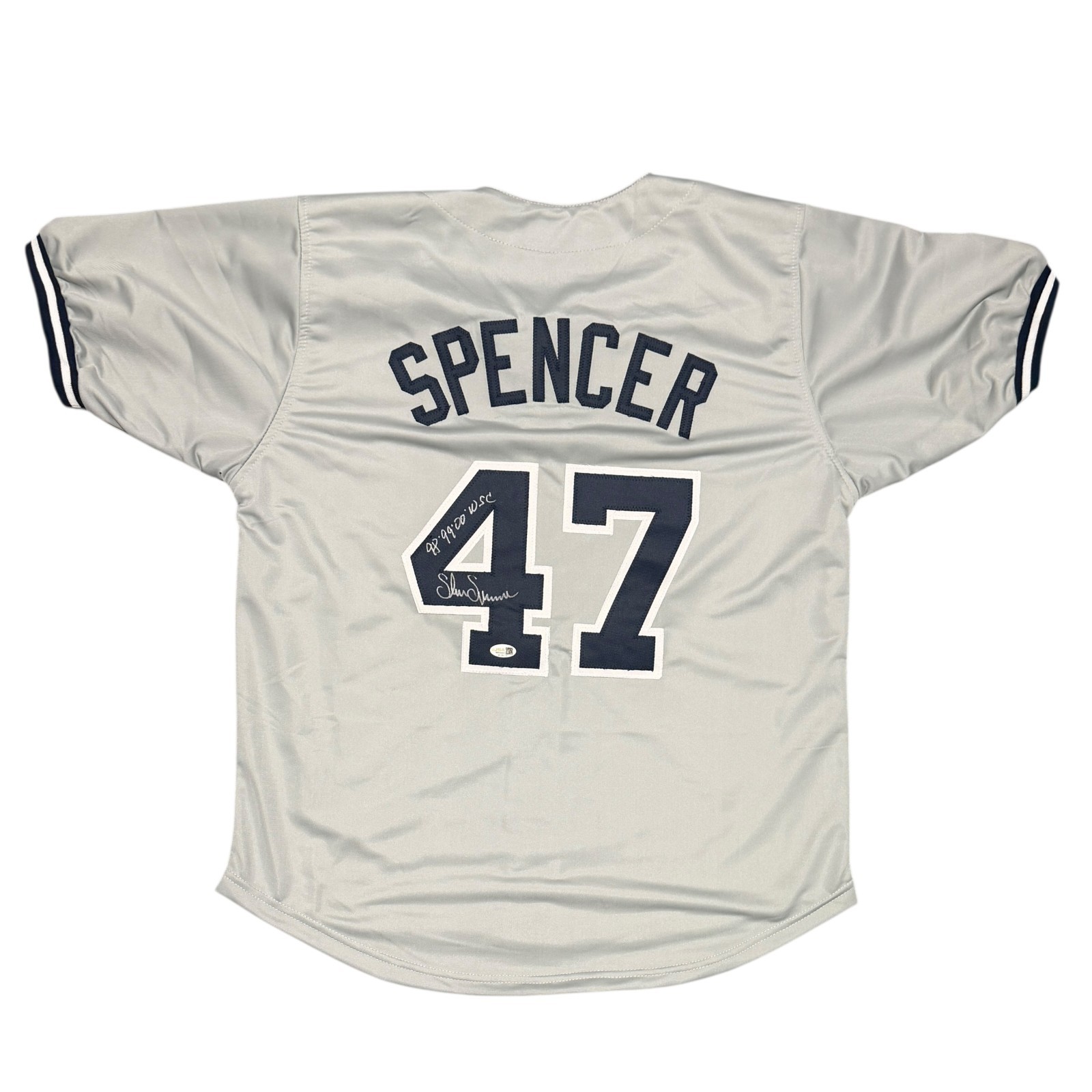 Shane Spencer Signed New York Yankees Custom Jersey 98 99 00 WSC JSA Wit COA