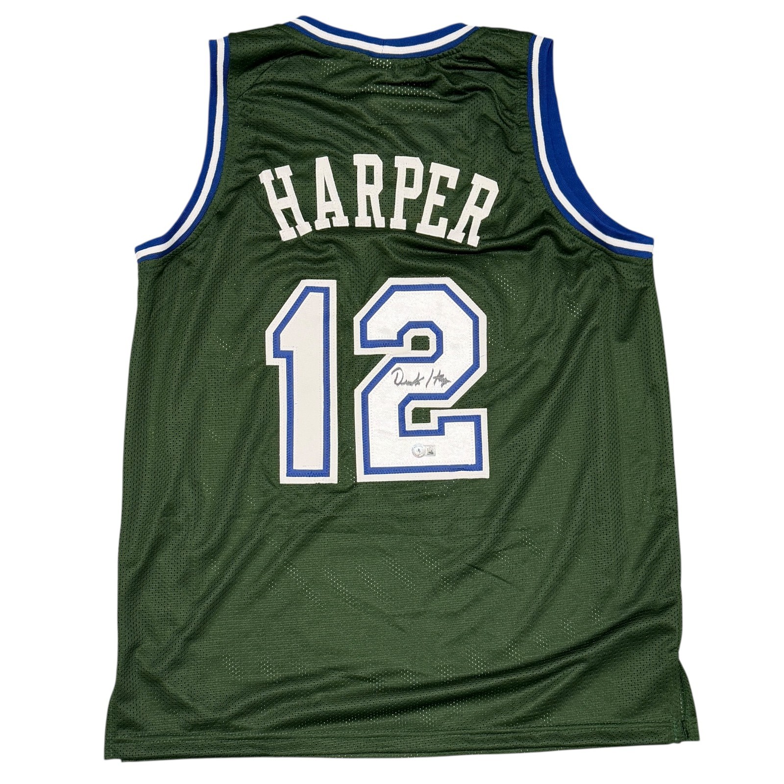 Derek Harper Signed Dallas Mavericks Custom Jersey Beckett Witness BAS COA