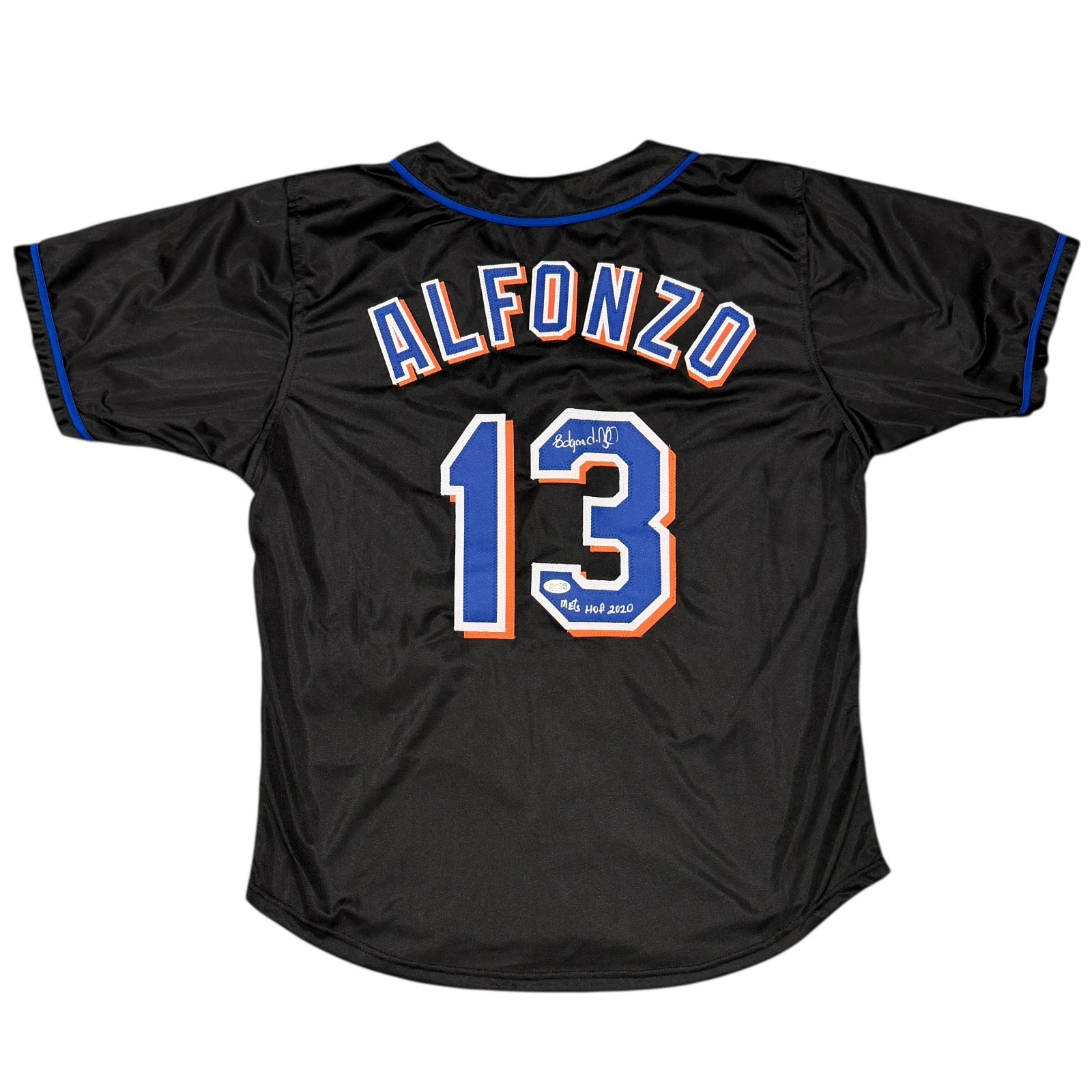 Edgardo Alfonzo Signed New York Mets Custom Jersey w/ Mets HOF 2020 JSA Wit COA