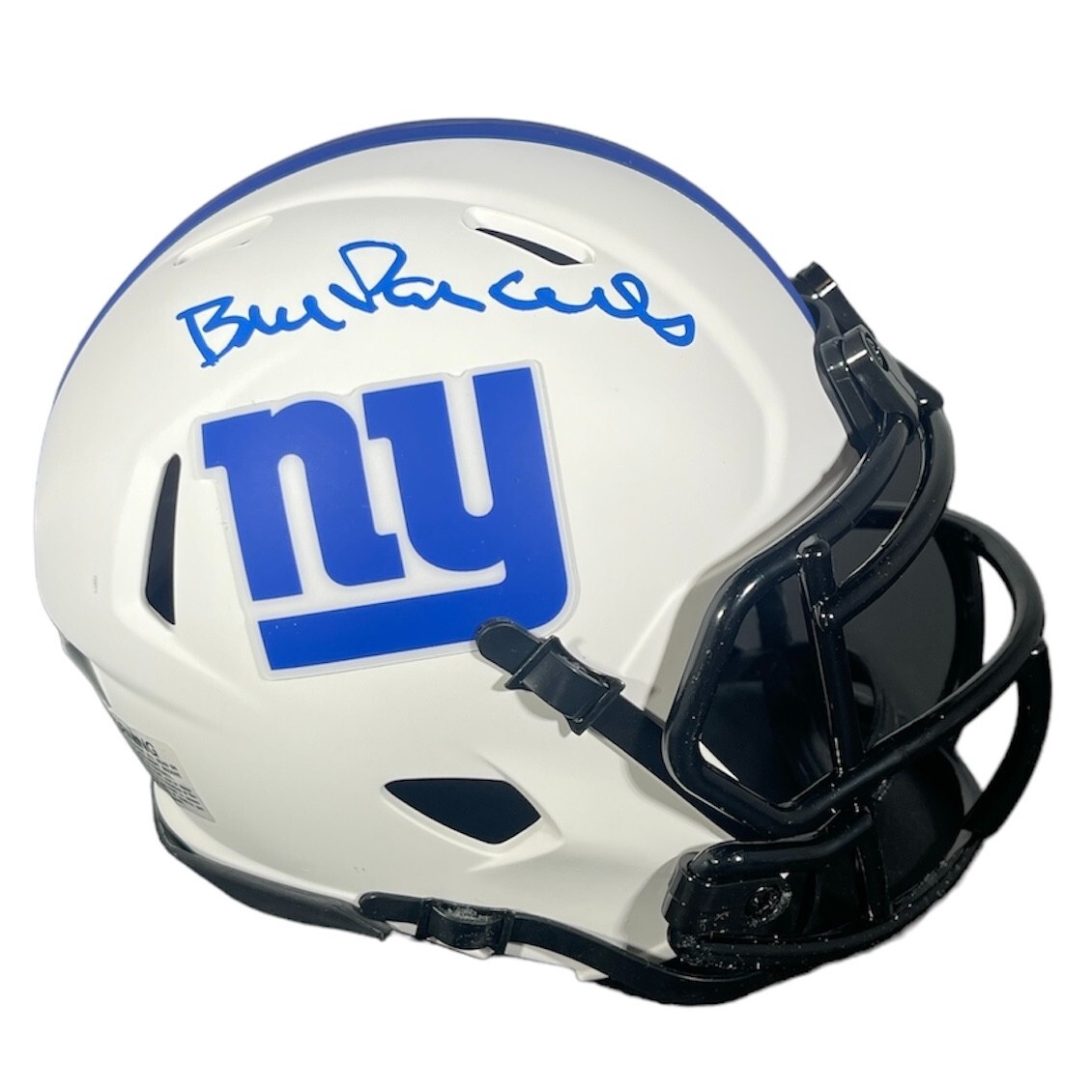 Bill Parcells Signed Giants Lunar Mini Helmet Beckett Witness BAS COA