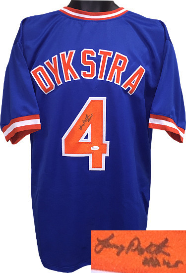 Lenny Dykstra signed Blue TB Custom Stitched Baseball Jersey Nails XL- JSA Holo