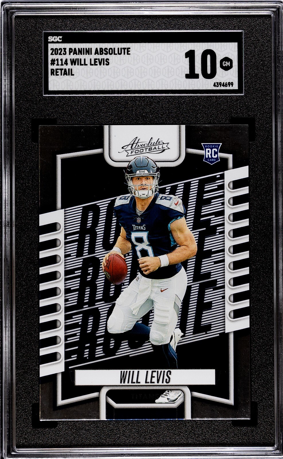 Will Levis 2023 Panini Absolute Retail Rookie Card (RC) #114- SGC Graded 10 GMT