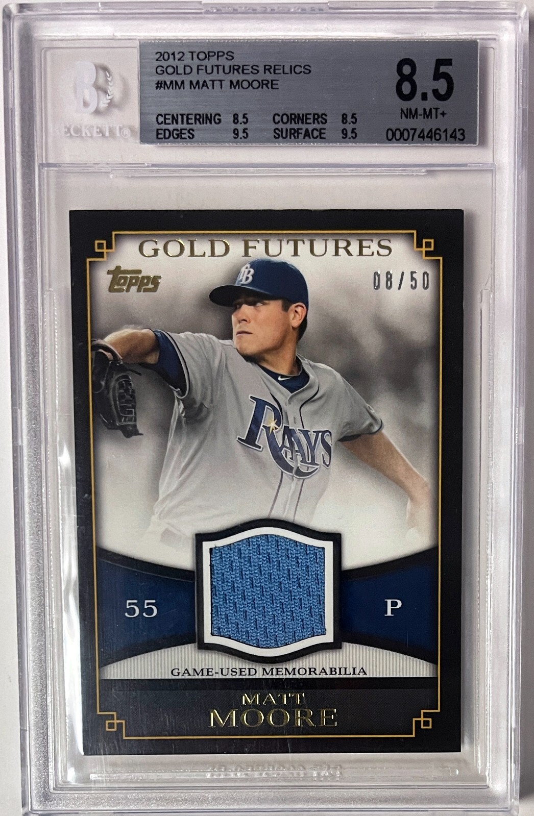 Matt Moore 2012 Topps Gold Futures Relics Rookie Card GFR-MM- /50-BGS Graded 8.5