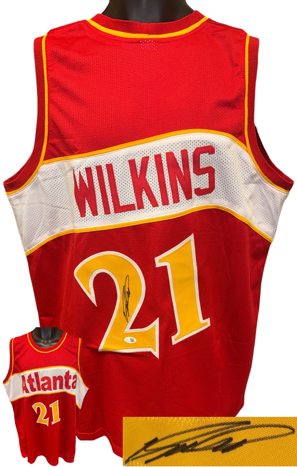 Dominique Wilkins signed Atlanta Red TB Custom Stitched Basketball Jersey- JSA