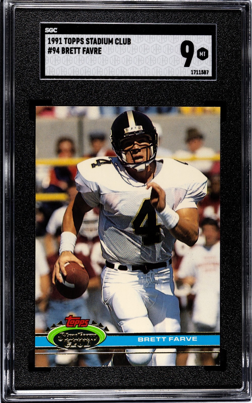 Brett Favre 1991 Topps Stadium Club Rookie Card (RC) #94-SGC Graded 9 Mint (HOF)