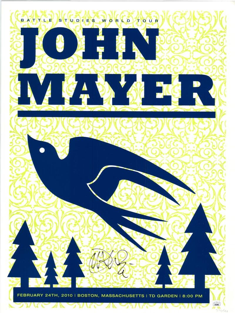 John Mayer Signed Autograph 18x24 Concert Tour Poster Boston Garden 2010 JSA COA