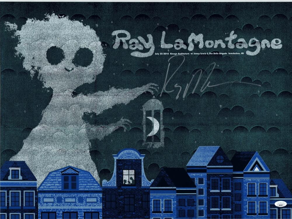 Ray LaMontagne Signed Autograph 18x24 Concert Tour Poster Michigan 2014 JSA COA