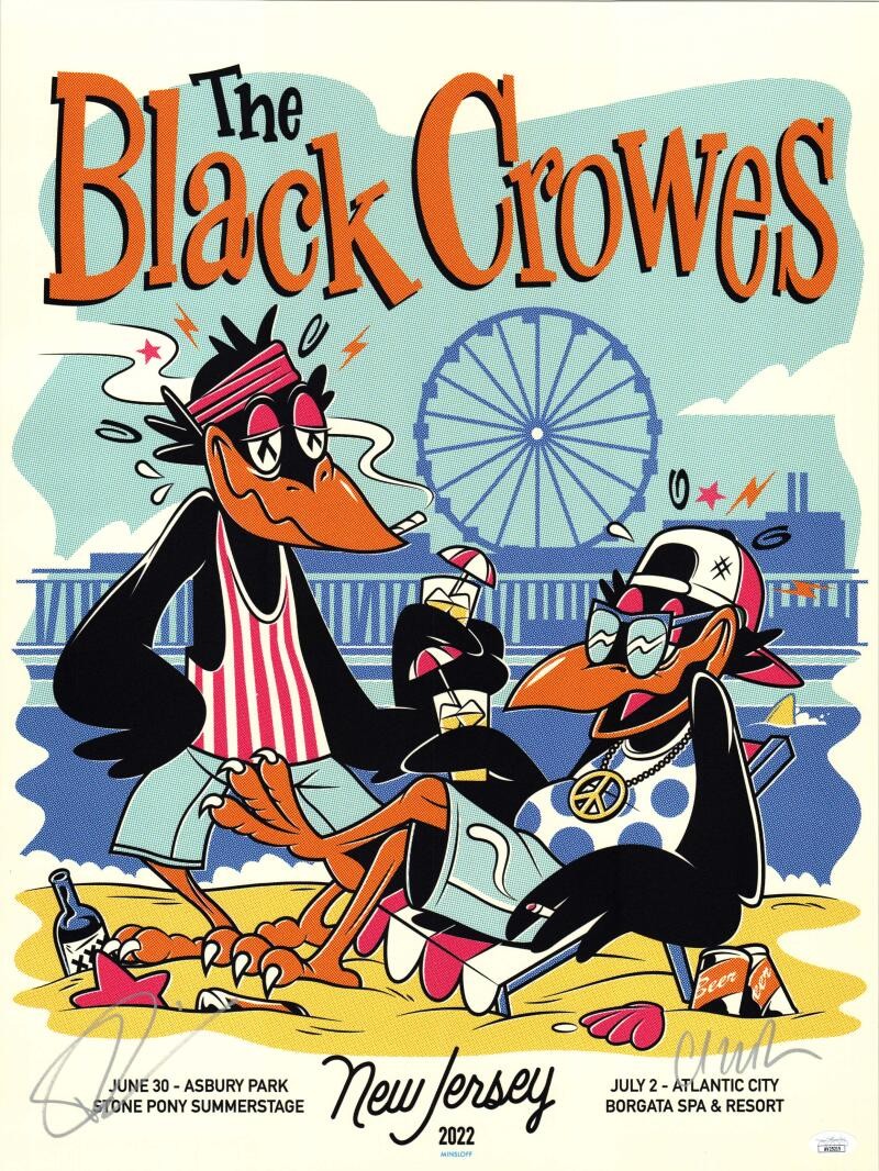 Black Crowes Dual Signed Autograph 18x24 Concert Tour Poster NJ 2022 JSA COA B