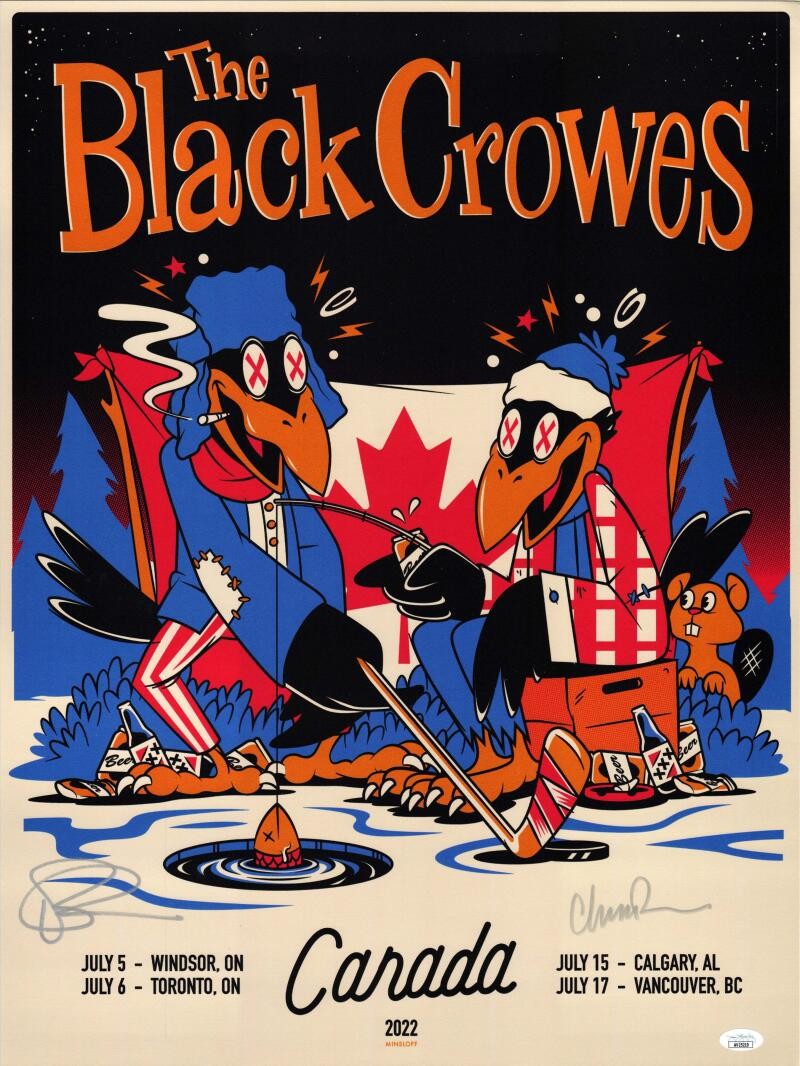 Black Crowes Dual Signed Autograph 18x24 Concert Tour Poster Canada 2022 JSA C