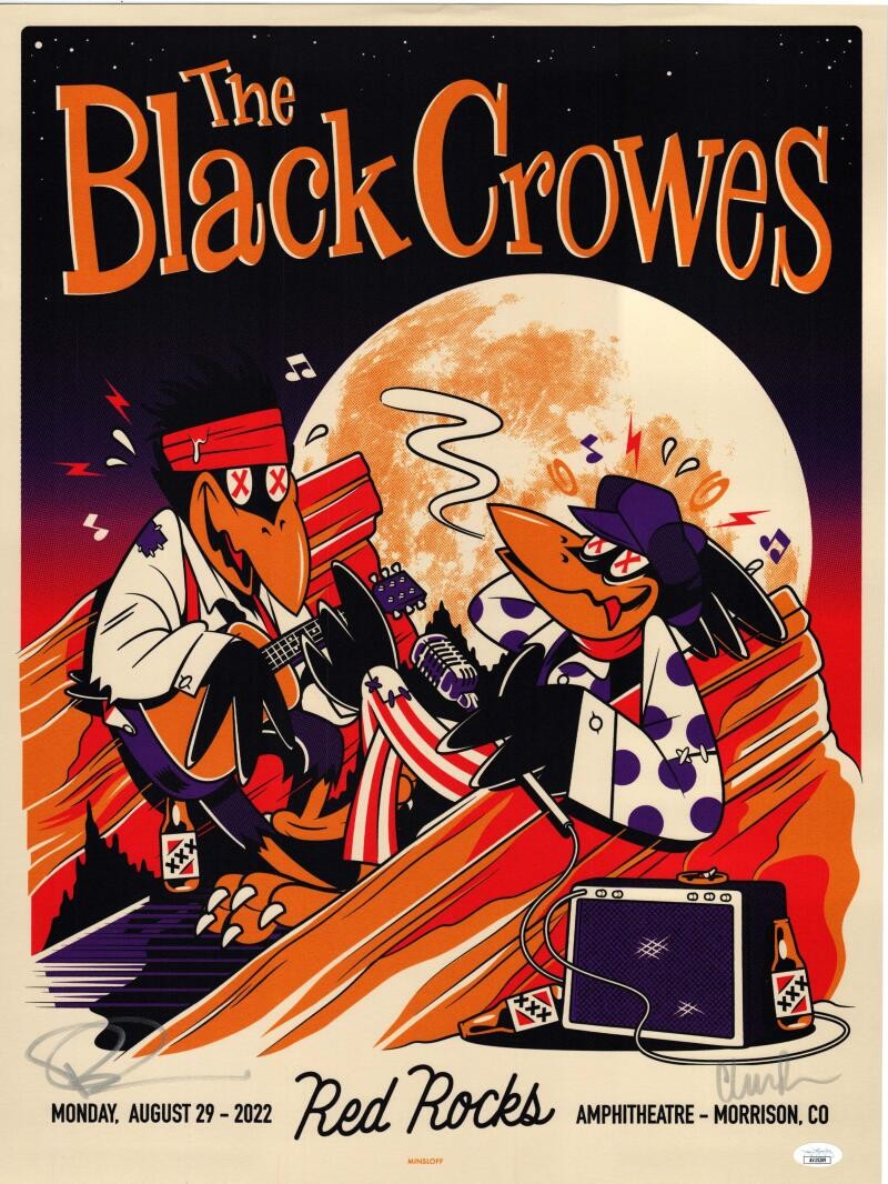 Black Crowes Dual Signed Autograph 18x24 Concert Tour Poster Colorado 2022 JSA A