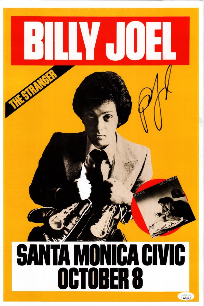 Billy Joel Signed Autograph 12x18 Santa Monica Stranger Concert Poster JSA COA