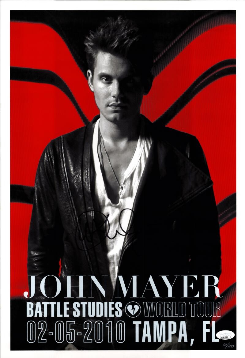 John Mayer Signed Autograph 13x19 Battle Studies Tampa Concert Poster JSA COA