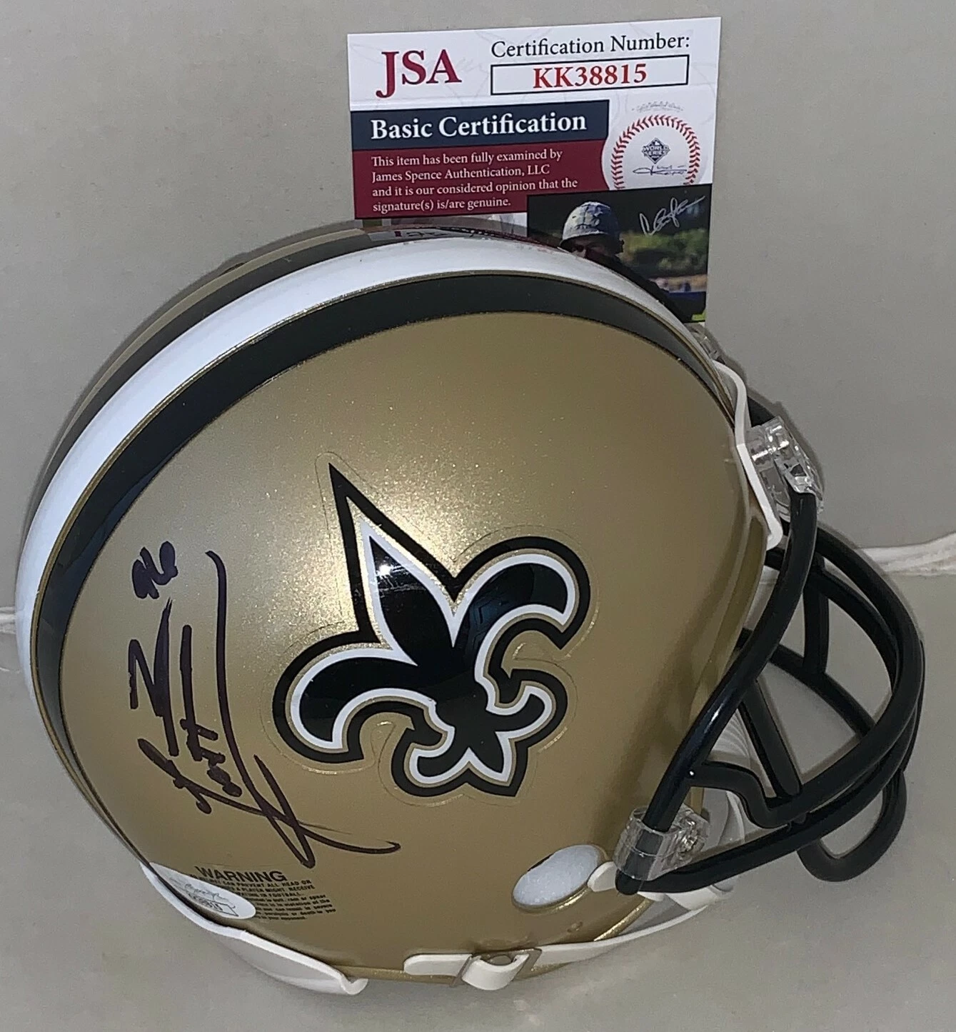 Alex Brown signed New Orleans Saints mini helmet autographed Exact Proof JSA
