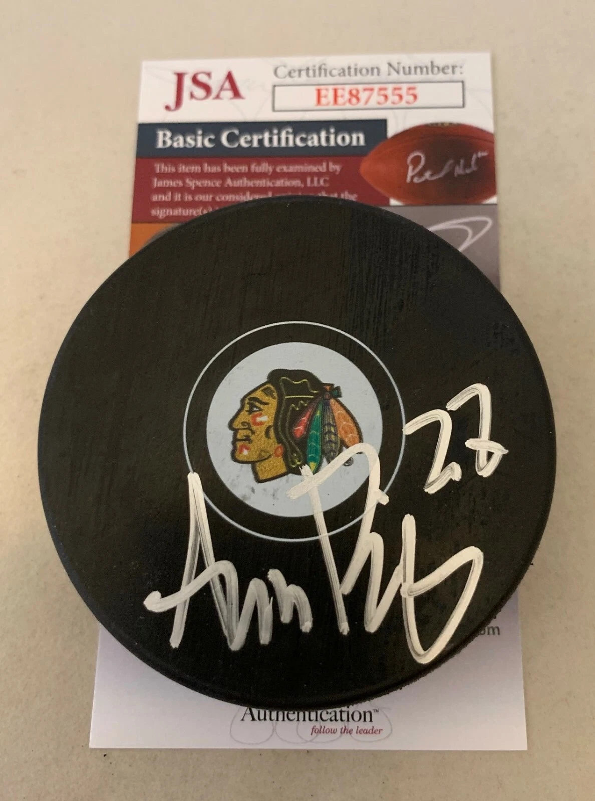 Adam Boqvist signed Chicago Blackhawks Puck autographed Hawks JSA