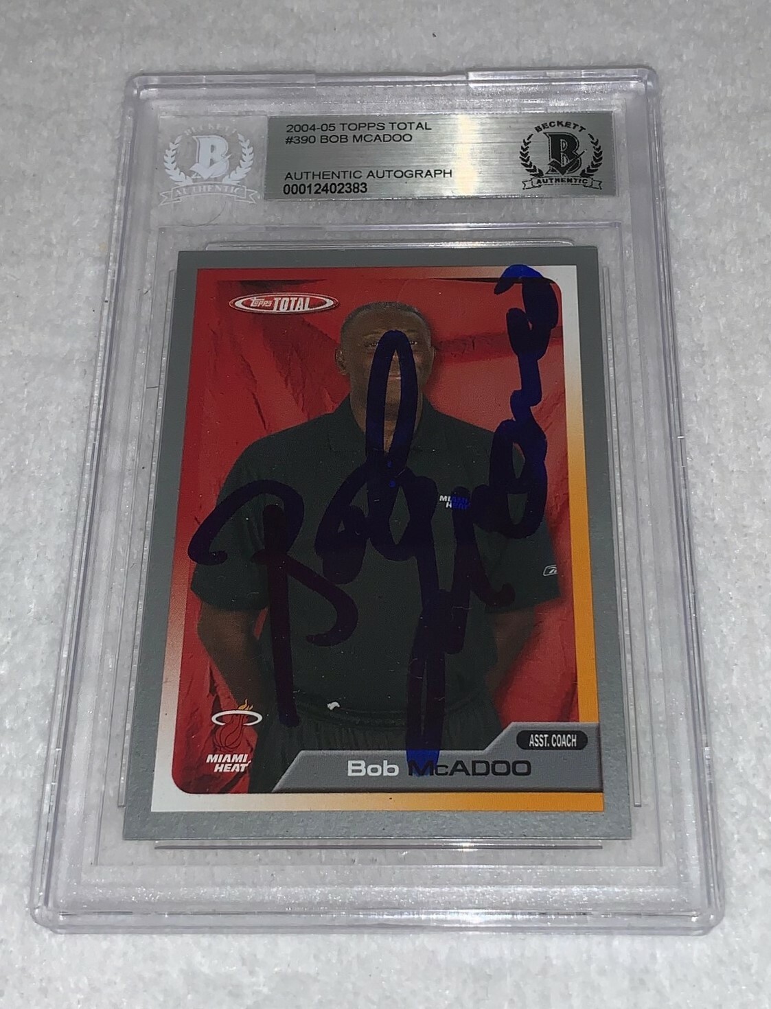 Bob McAdoo Miami Heat signed 2004-05 Topps Total Card BAS Beckett
