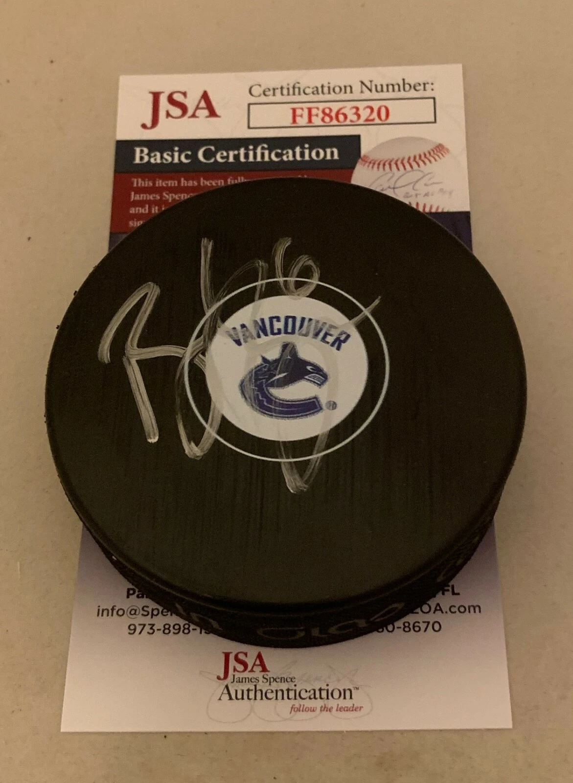 Brock Boeser signed Vancouver Canucks Puck autographed JSA