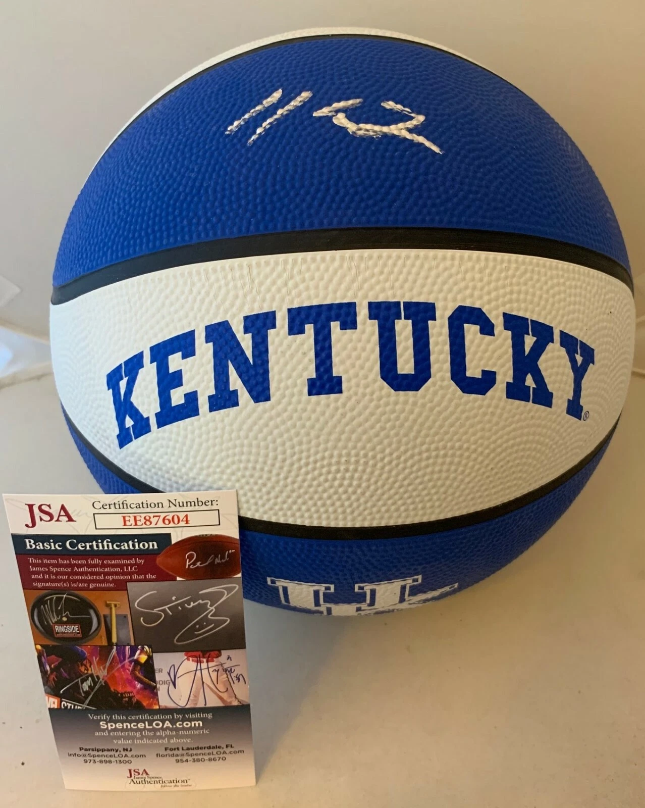 Keldon Johnson Spurs signed Kentucky Wildcats F/S Logo Basketball Ball UK JSA
