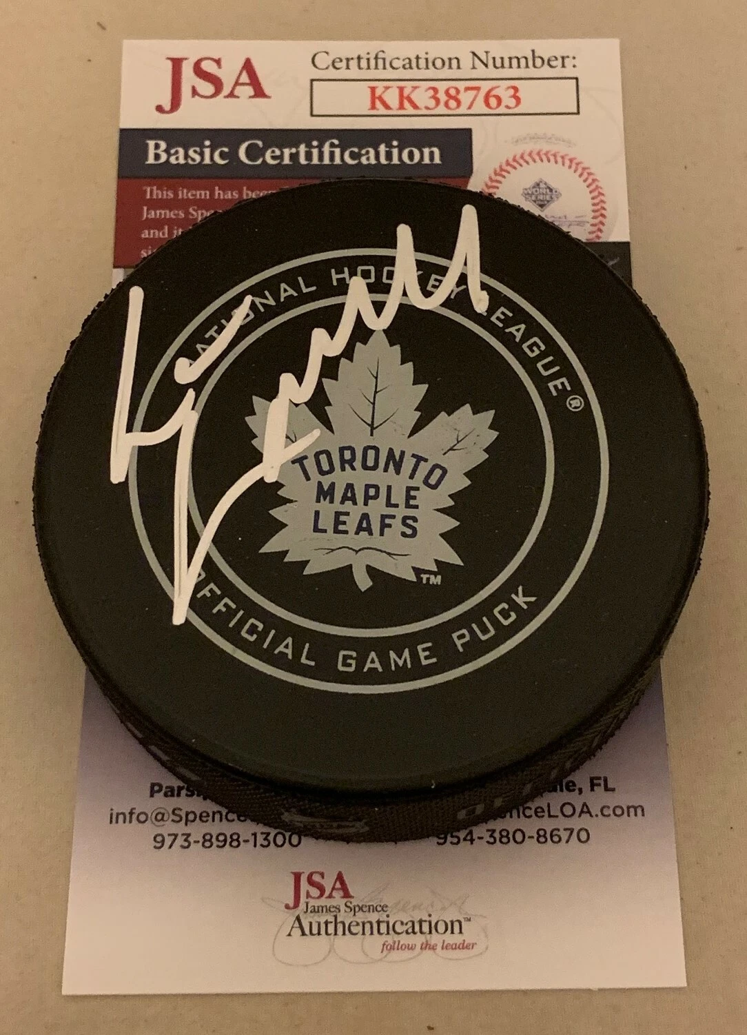 Lou Lamoriello signed Toronto Maple Leafs Official Game Puck autographed JSA