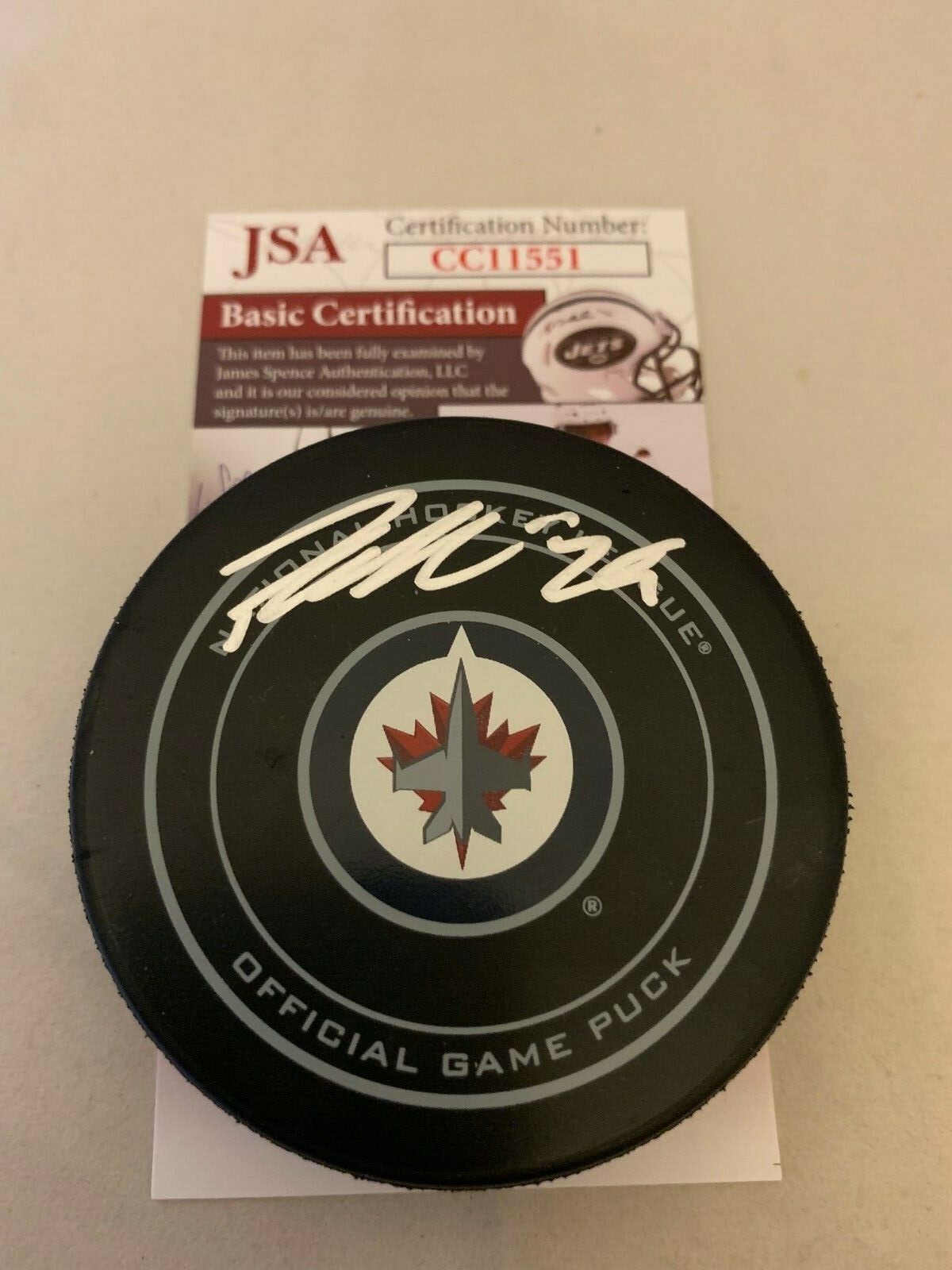 Patrik Laine signed Winnipeg Jets Official Game Puck autographed JSA