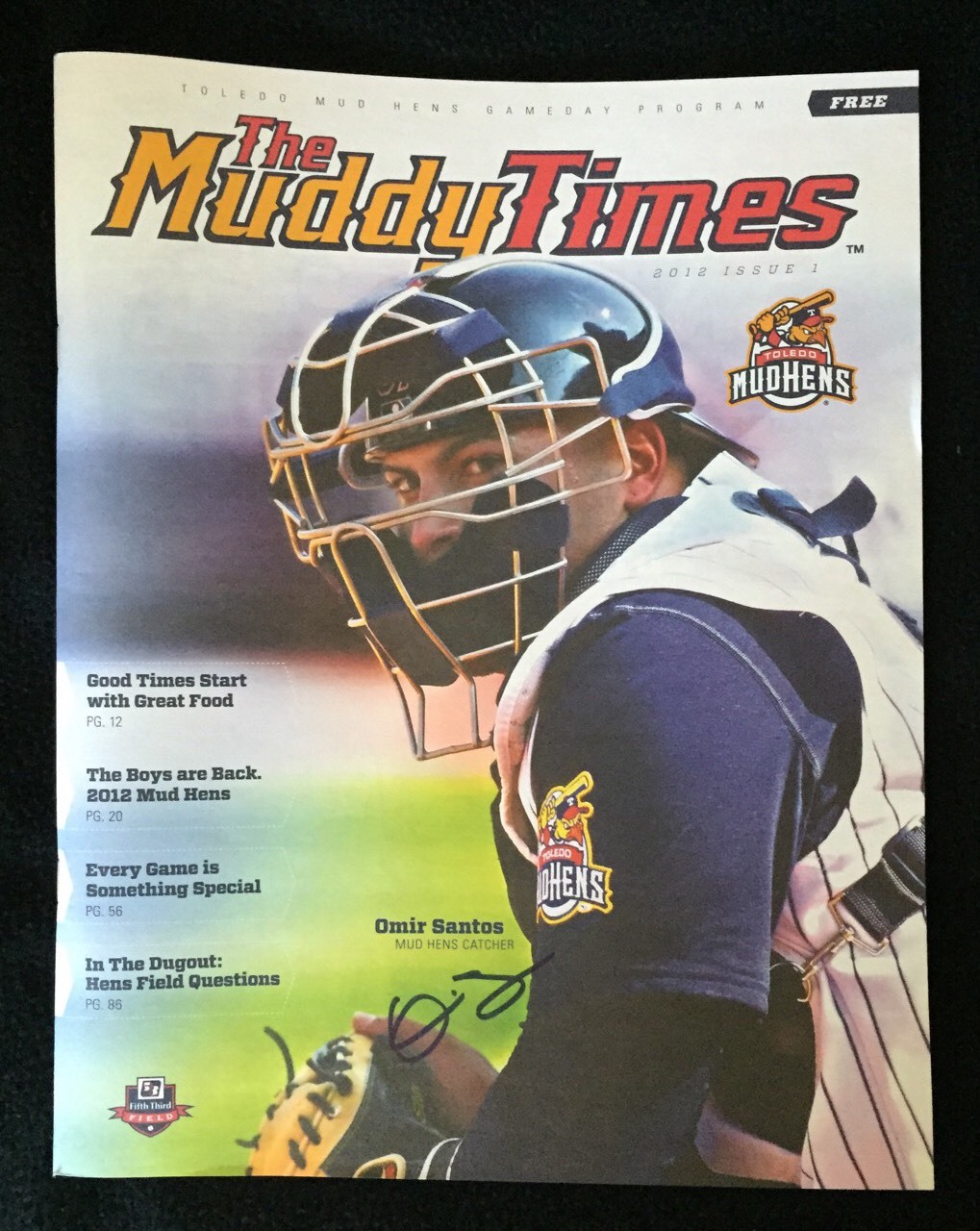 Omir SANTOS Signed Toledo Mud Hens MUDDY TIMES Magazine