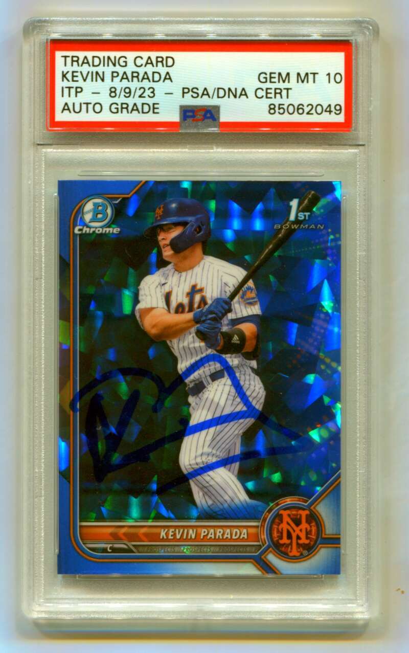 Kevin Parada 2022 Bowman Chrome Draft Sapphire BD-47 1st RC Signed PSA 10 Auto