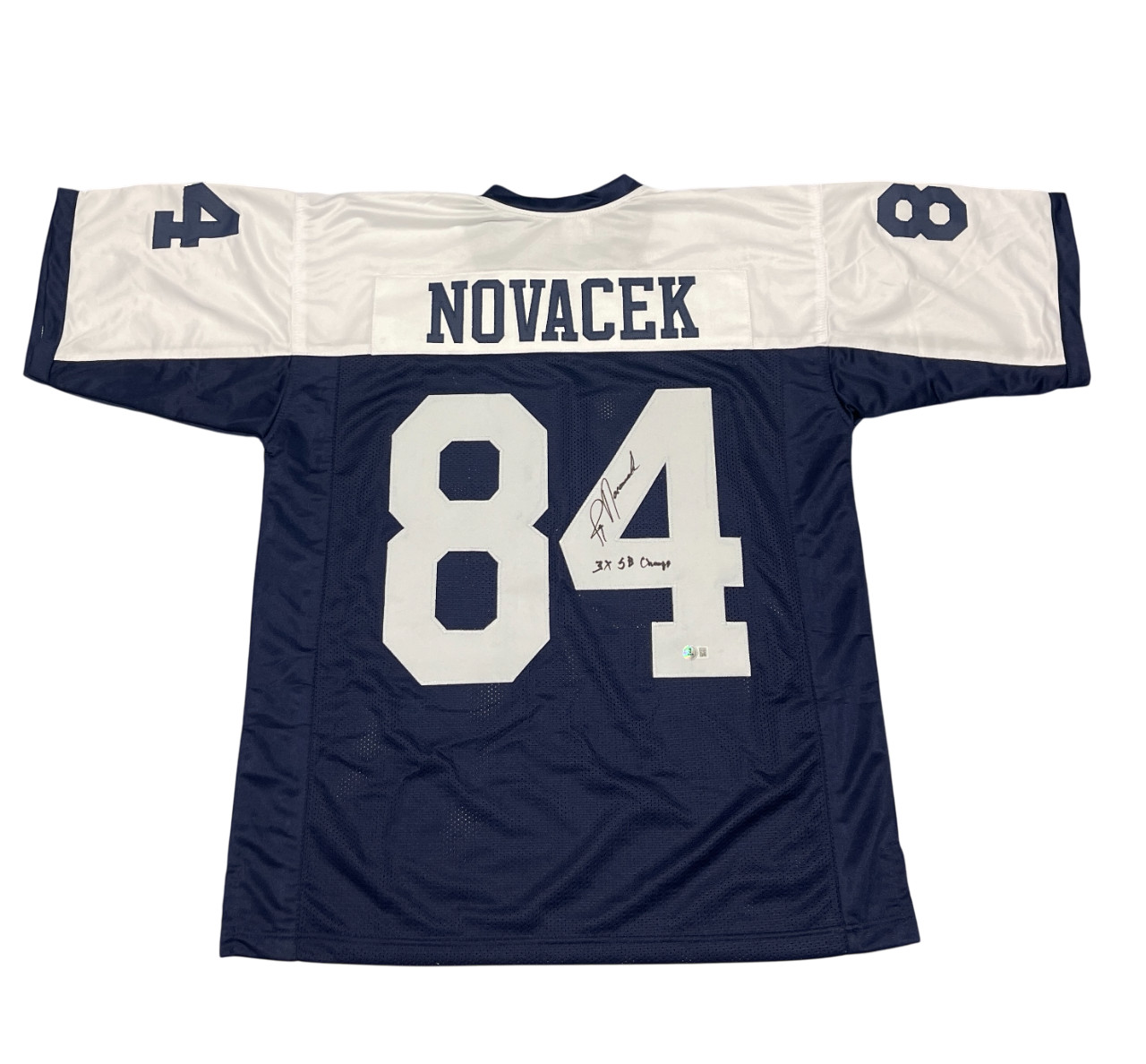 Jay Novacek Signed Dallas Cowboys Custom Jersey w/ 3 SB Champs Beckett W BAS COA