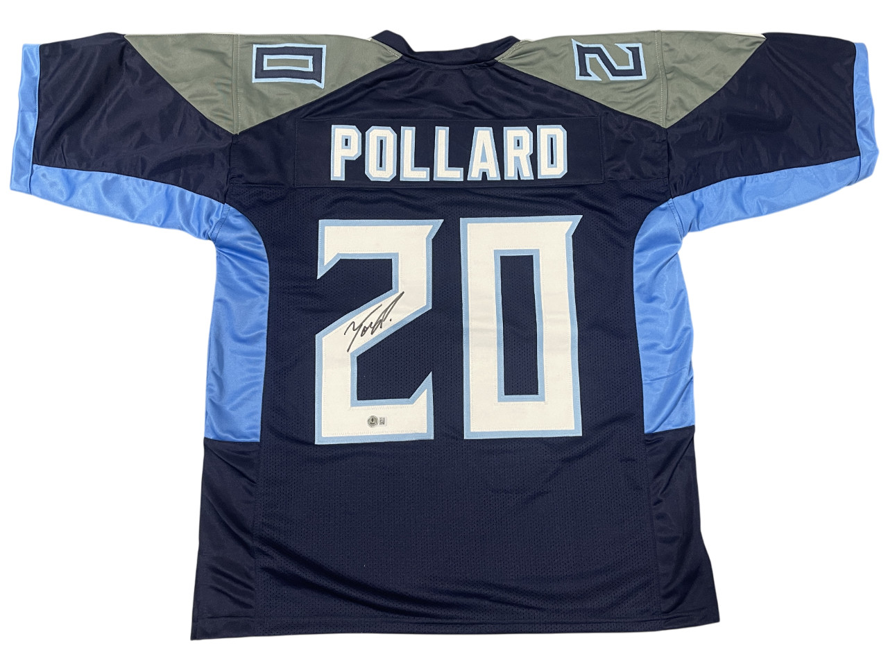 Tony Pollard Signed  Tennessee Titans Custom Jersey Beckett Witness BAS COA