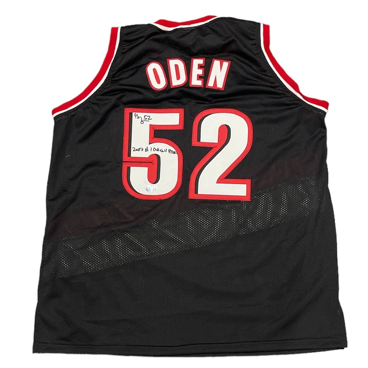 Greg Oden Signed Portland Custom Jersey w/ #1 Pick Beckett Witness BAS COA