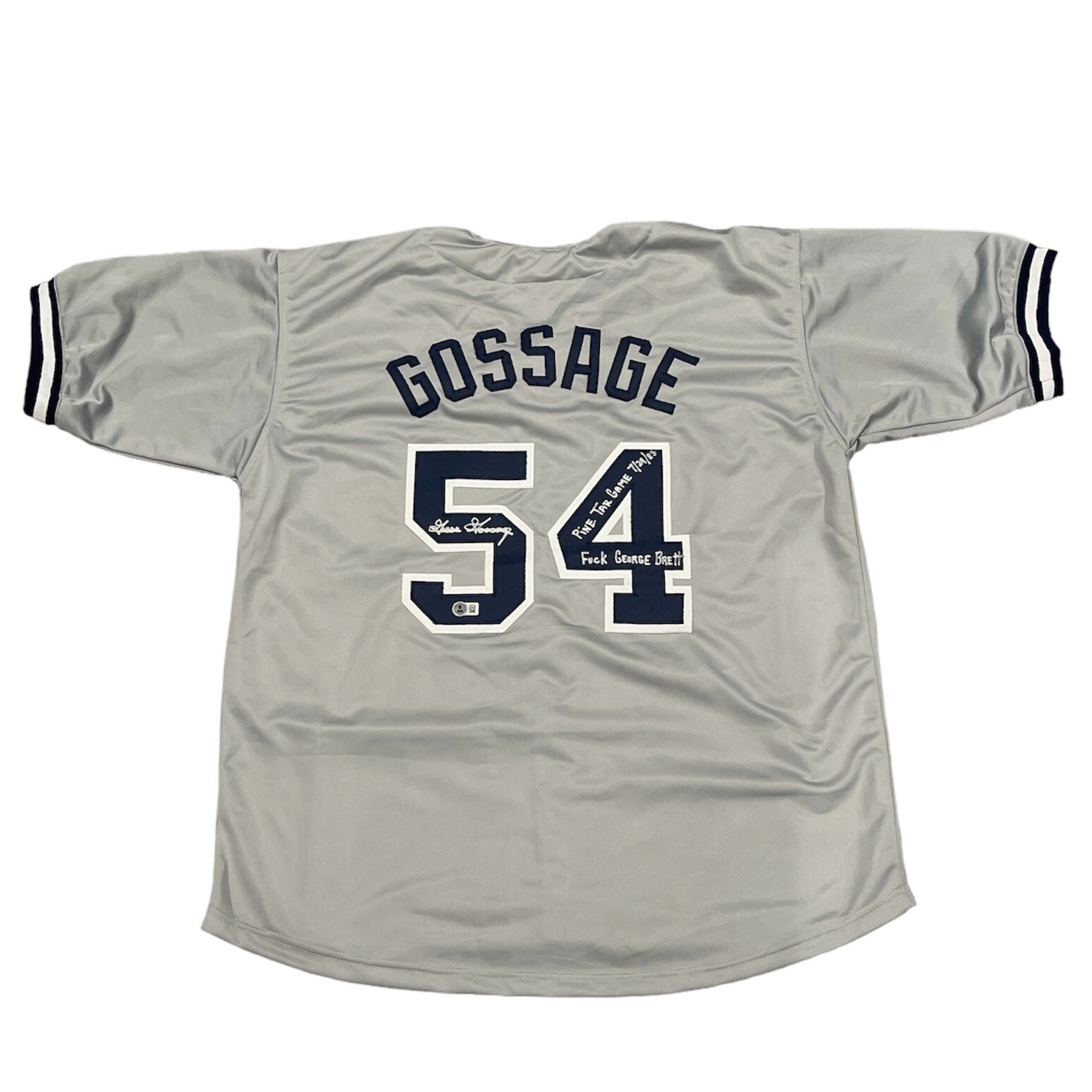 Goose Gossage Signed Yankees Custom Jersey F Brett Pine Tar Insc Beckett BAS COA